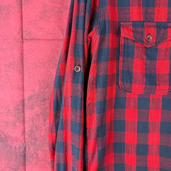 ORIGINALS BY JACK & JONES MEN'S FLANEL LONG SLEEVE PLAID SHIRT RED & BLACK "S" - Picture 6 of 14